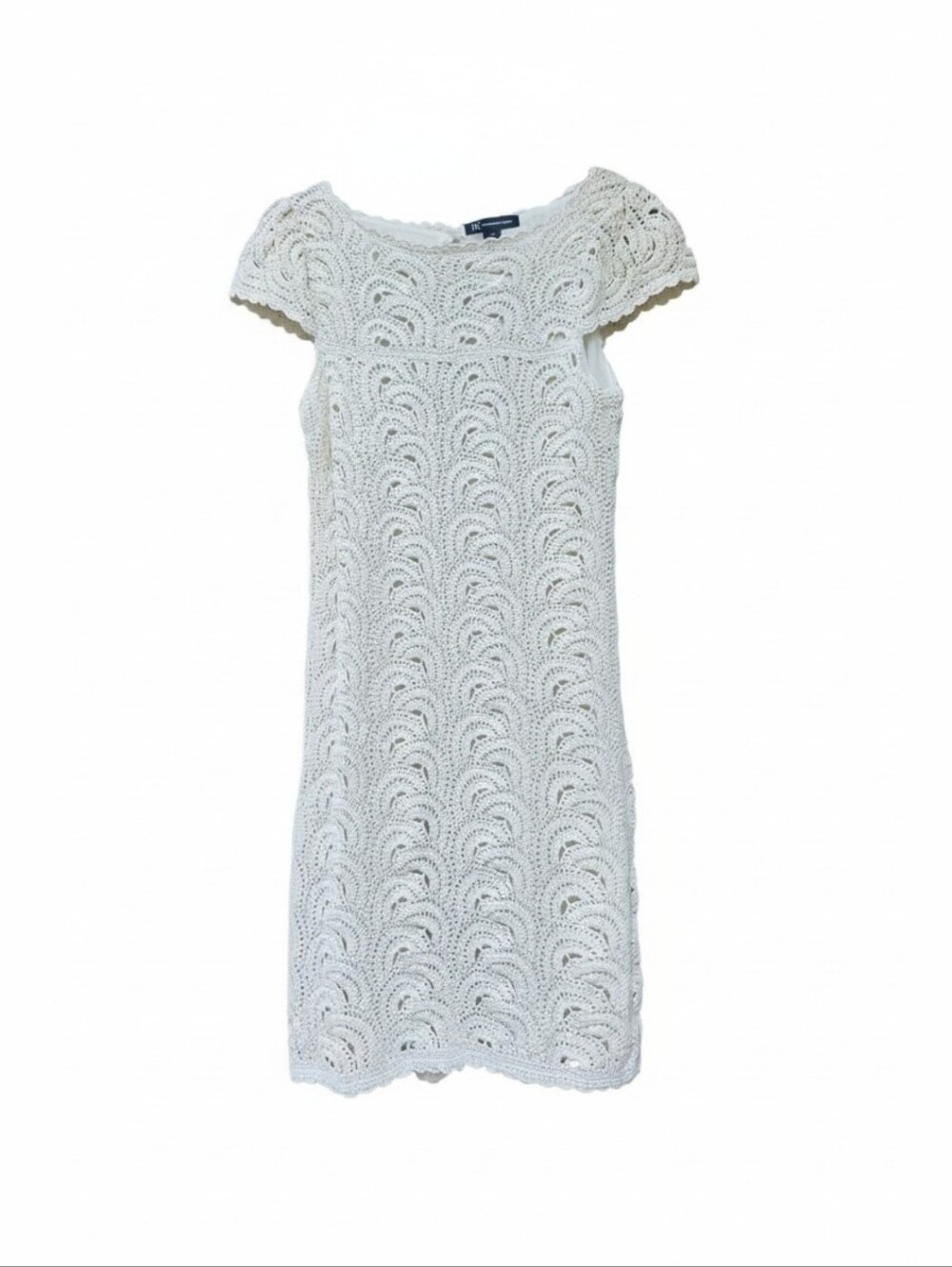 INC International Concepts Ivory Crochet Mini Dress Delicate Gold Thread Size M